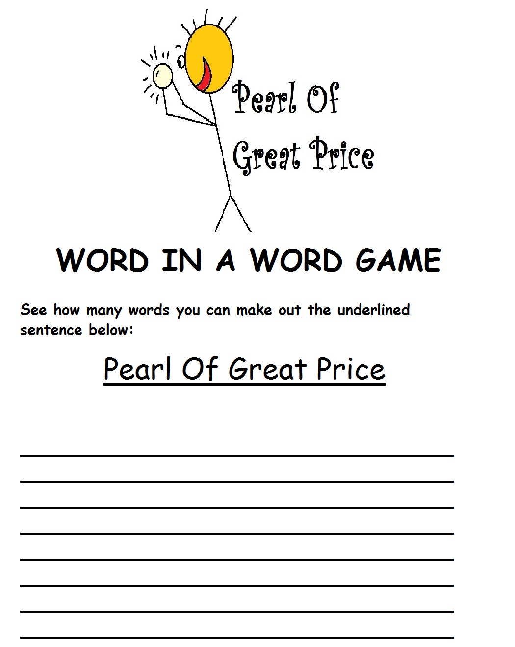 The Pearl Of Great Price Sunday School lesson